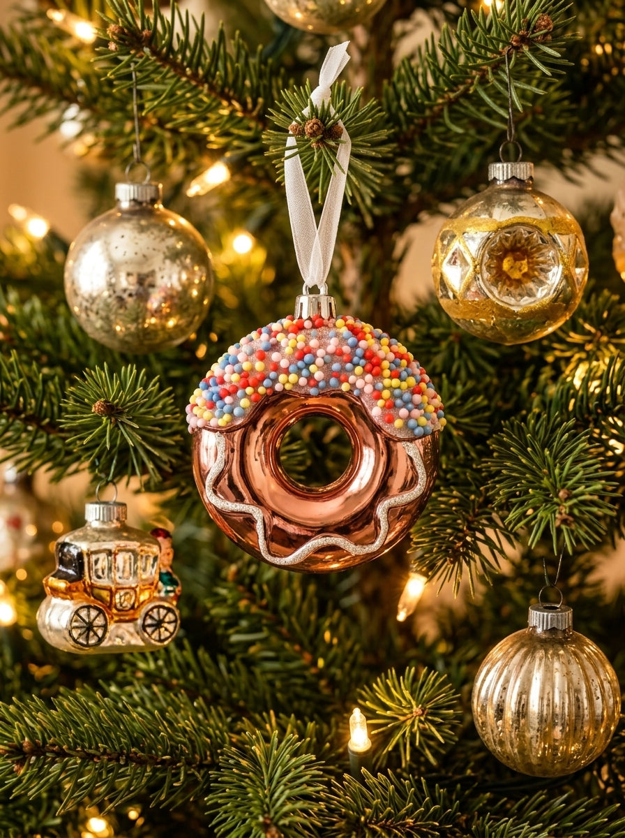 Candy Sprinkle Rose Gold Donut Yılbaşı Ağacı Süsü