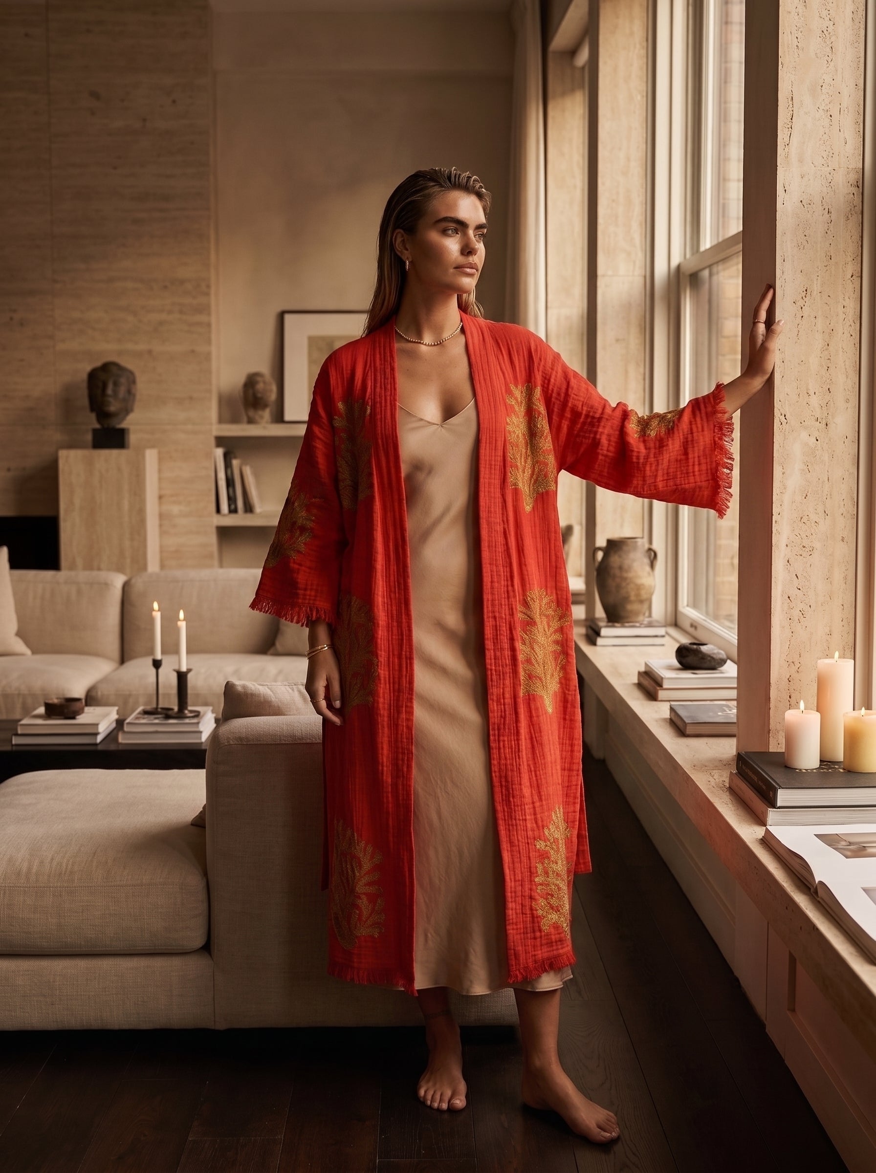 Red Ethereal Coral Kimono