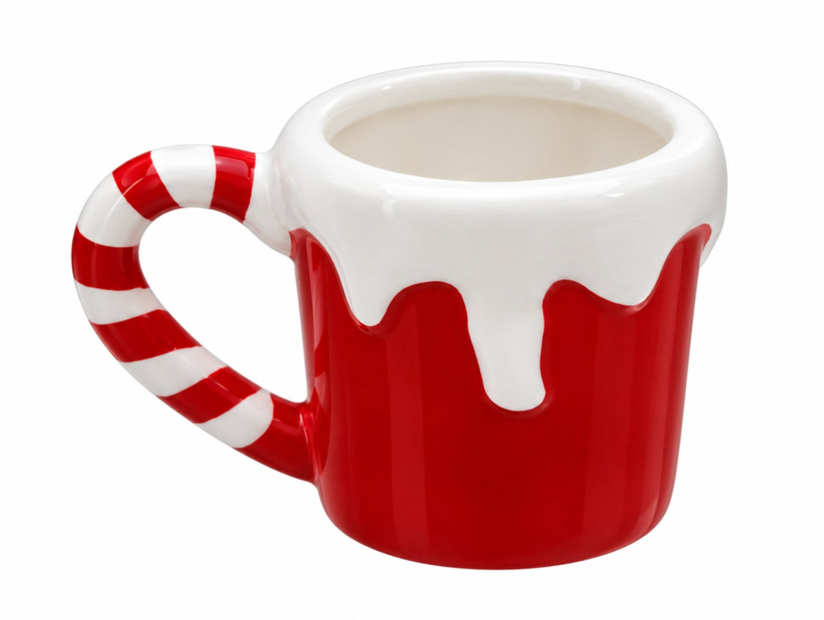 Candy Cane Snow – Kar Efektli Kırmızı Yılbaşı Dekoratif Fincanı