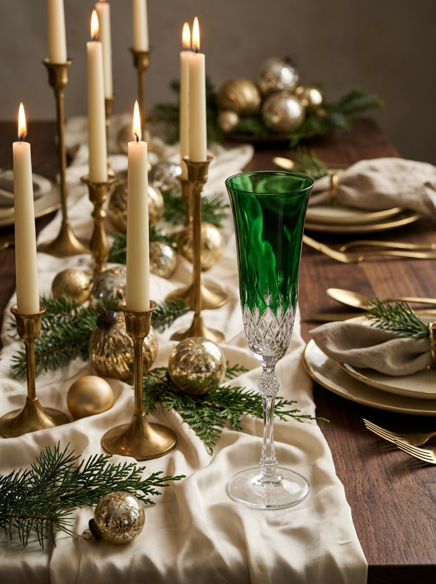 Celeste Christmas Emerald Flüt Şampanya Kadehi