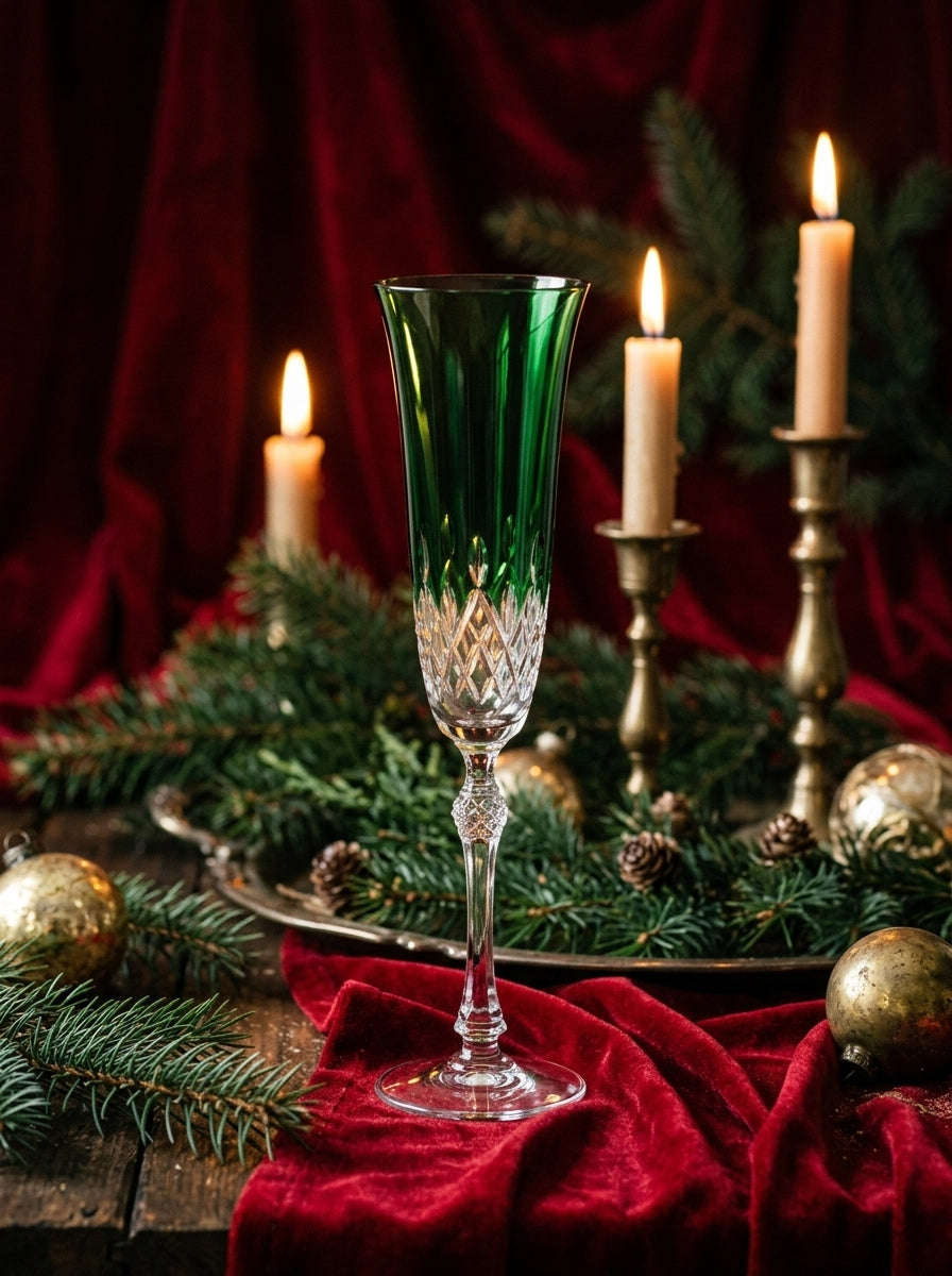 Celeste Christmas Emerald Flüt Şampanya Kadehi