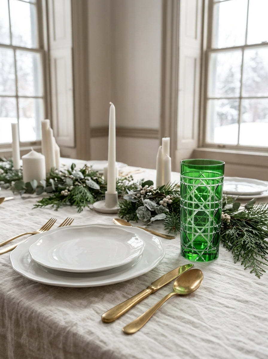 Vetro Christmas Emerald Uzun Su Bardağı