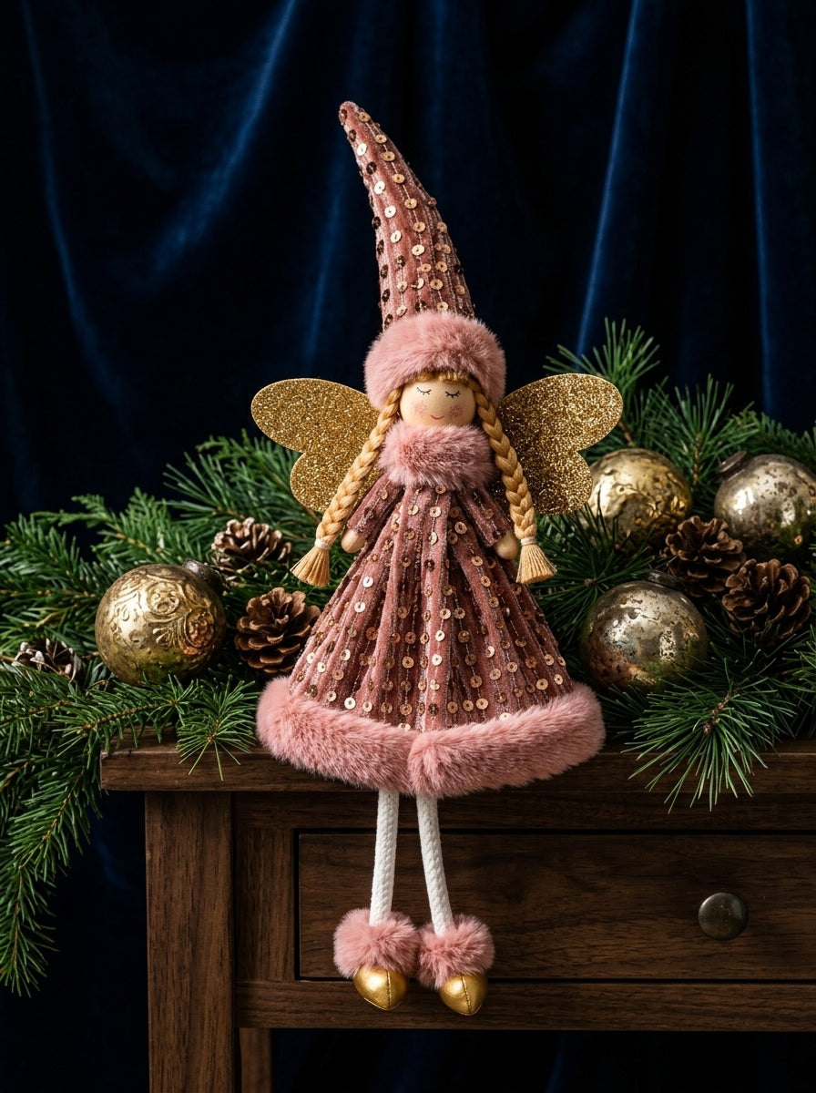 Rosé Enchanted Fairy – Mercan Pembe Işıltılı Yılbaşı Perisi - 45 CM