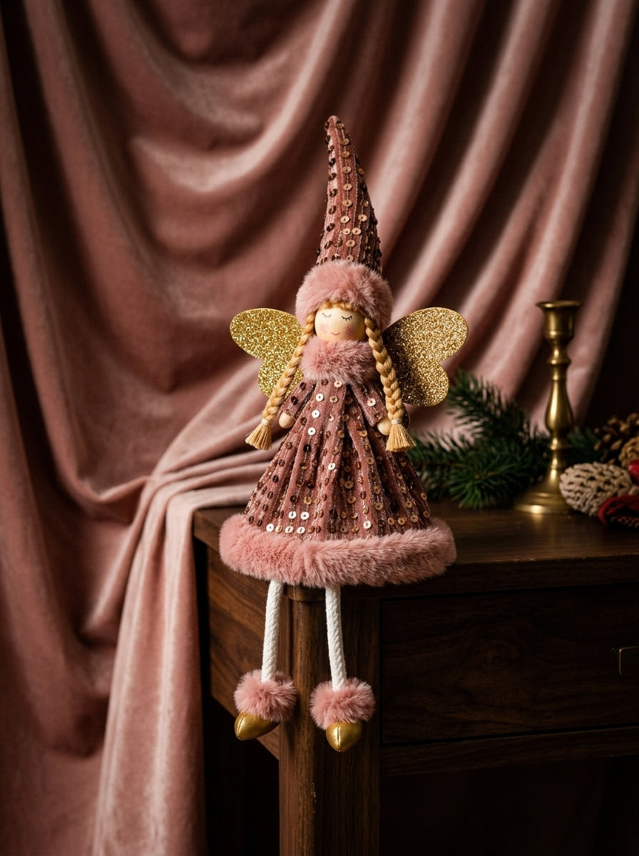 Rosé Enchanted Fairy – Mercan Pembe Işıltılı Yılbaşı Perisi - 45 CM
