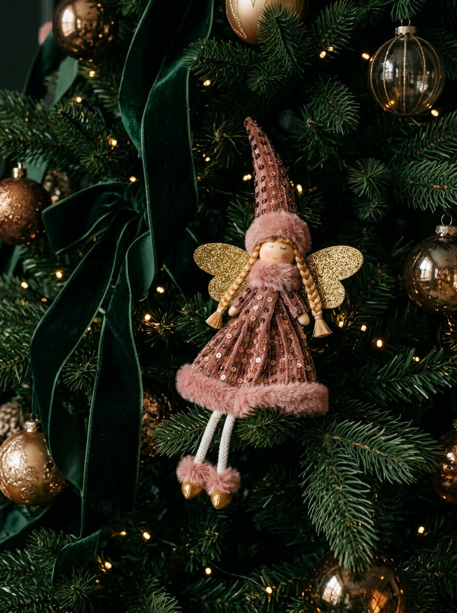 Rosé Enchanted Fairy – Mercan Pembe Işıltılı Yılbaşı Perisi - 45 CM