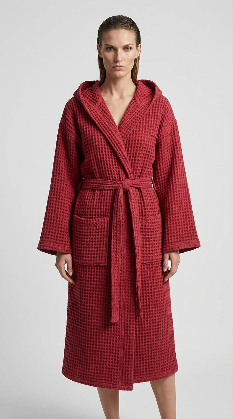 Burgundy Waffle Bathrobe