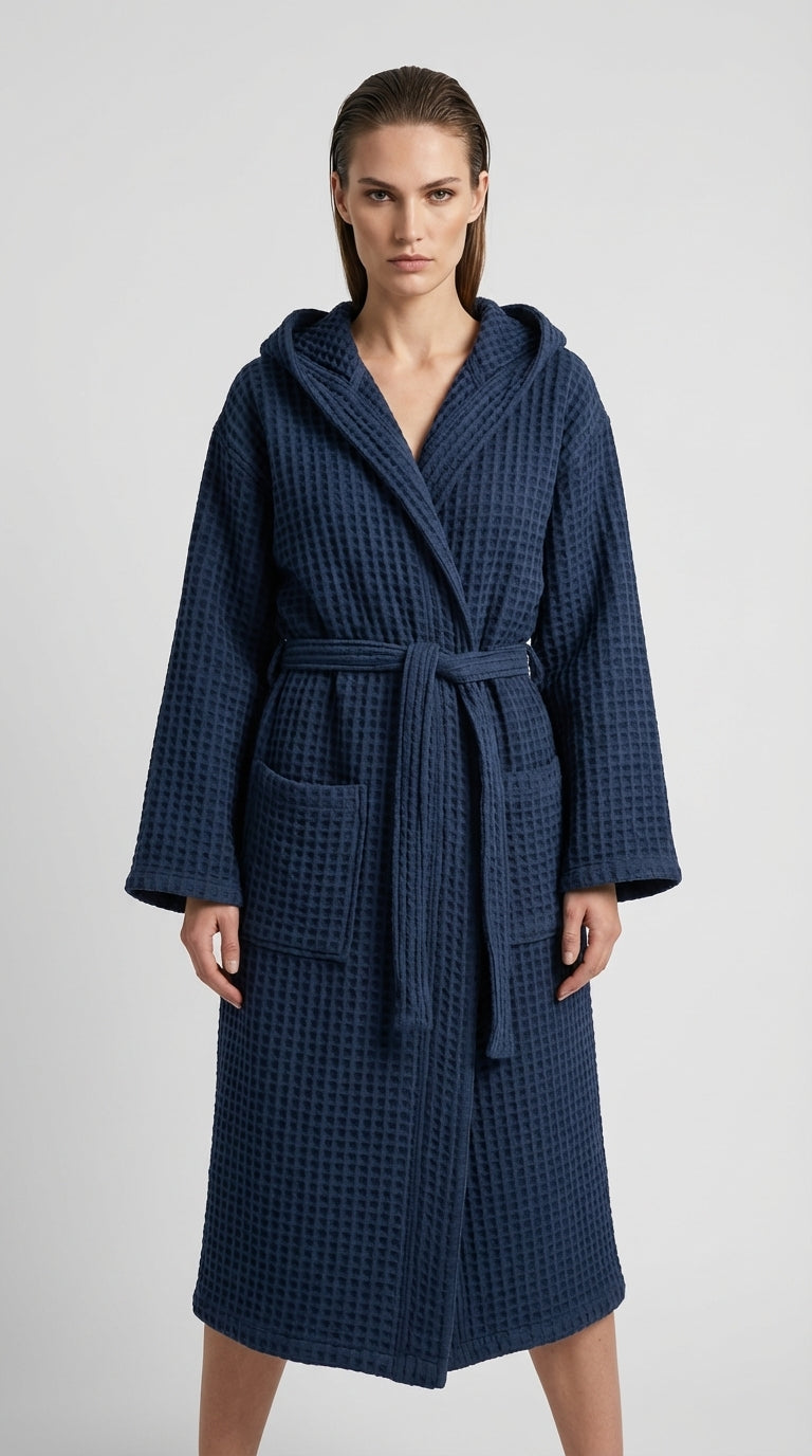 Navy Waffle Bathrobe