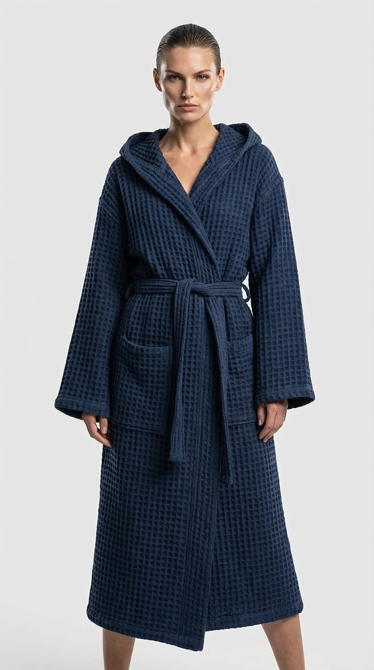 Navy Waffle Bathrobe