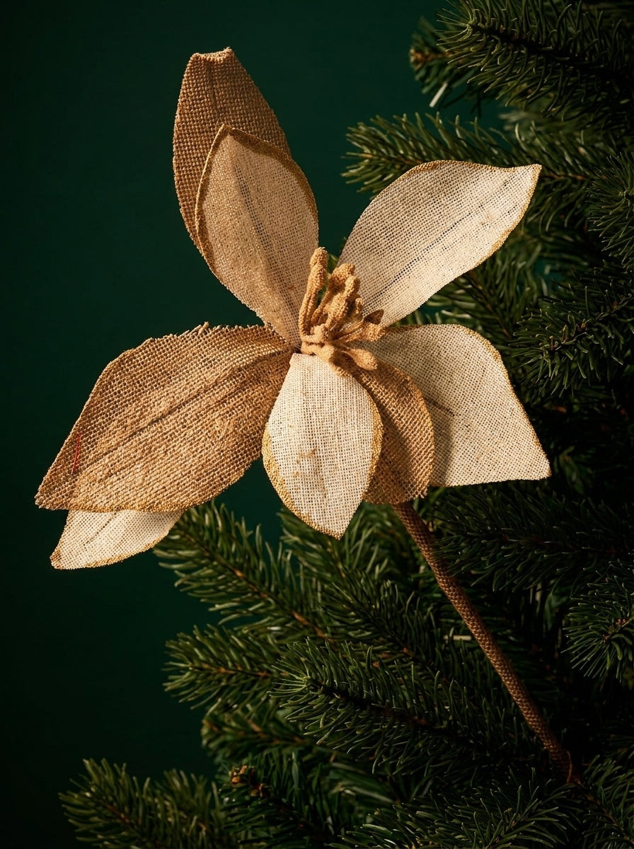 Natural Christmas Krem &amp; Gold Dekoratif Yılbaşı Çiçeği