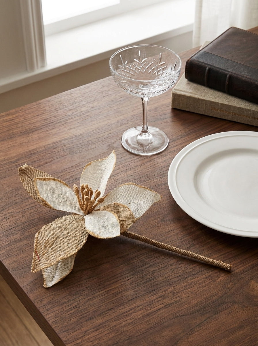 Natural Christmas Krem &amp; Gold Dekoratif Yılbaşı Çiçeği
