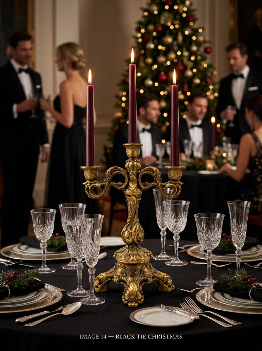 Royal Christmas El Yapımı Üçlü Gold Şamdan