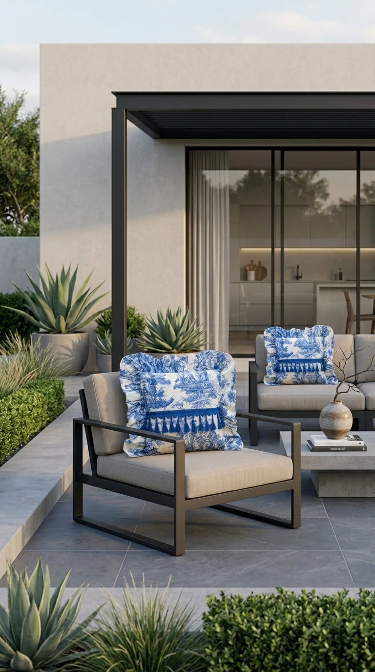 Toile Azure Ruffle Kırlent