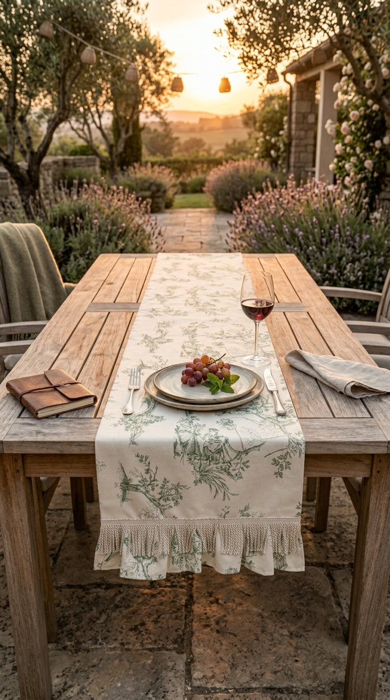 Toile Green Tablecloth