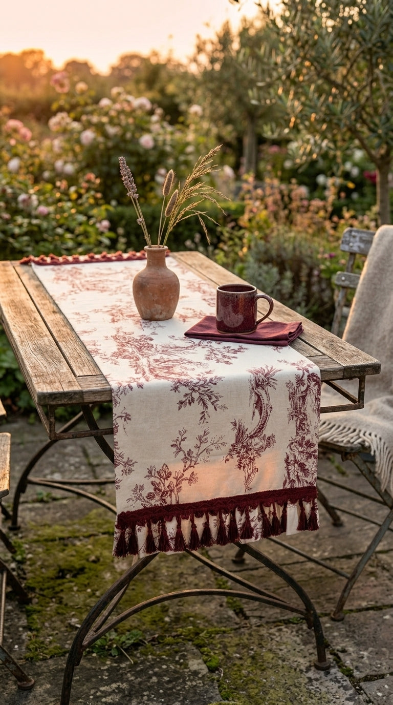 Toilea Burgundy Ruffle Runner