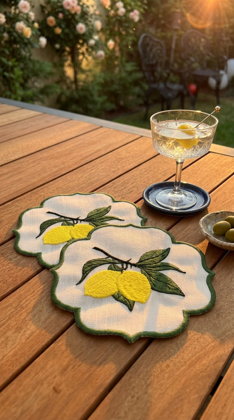 مناديل الكوكتيل المطرزة من Limonea