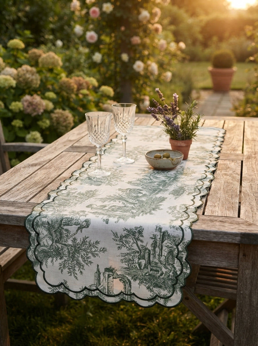 Toilea Verde Embroidered Runner