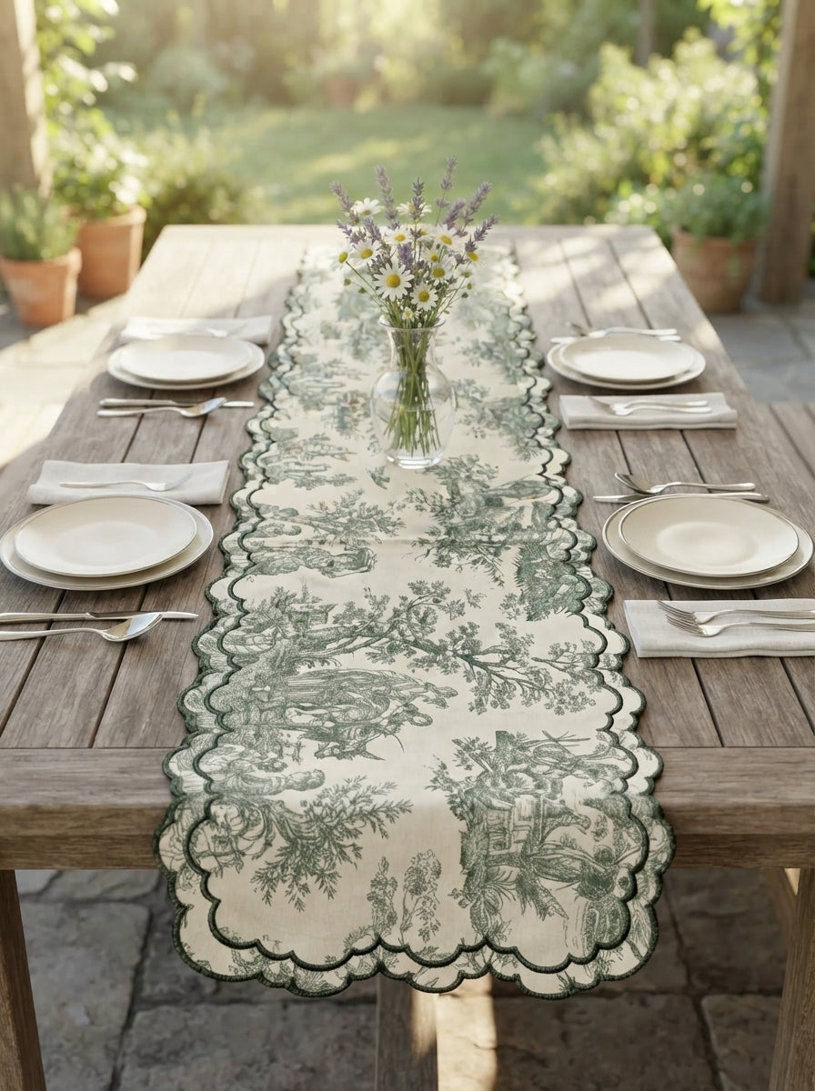 Toilea Verde Embroidered Runner