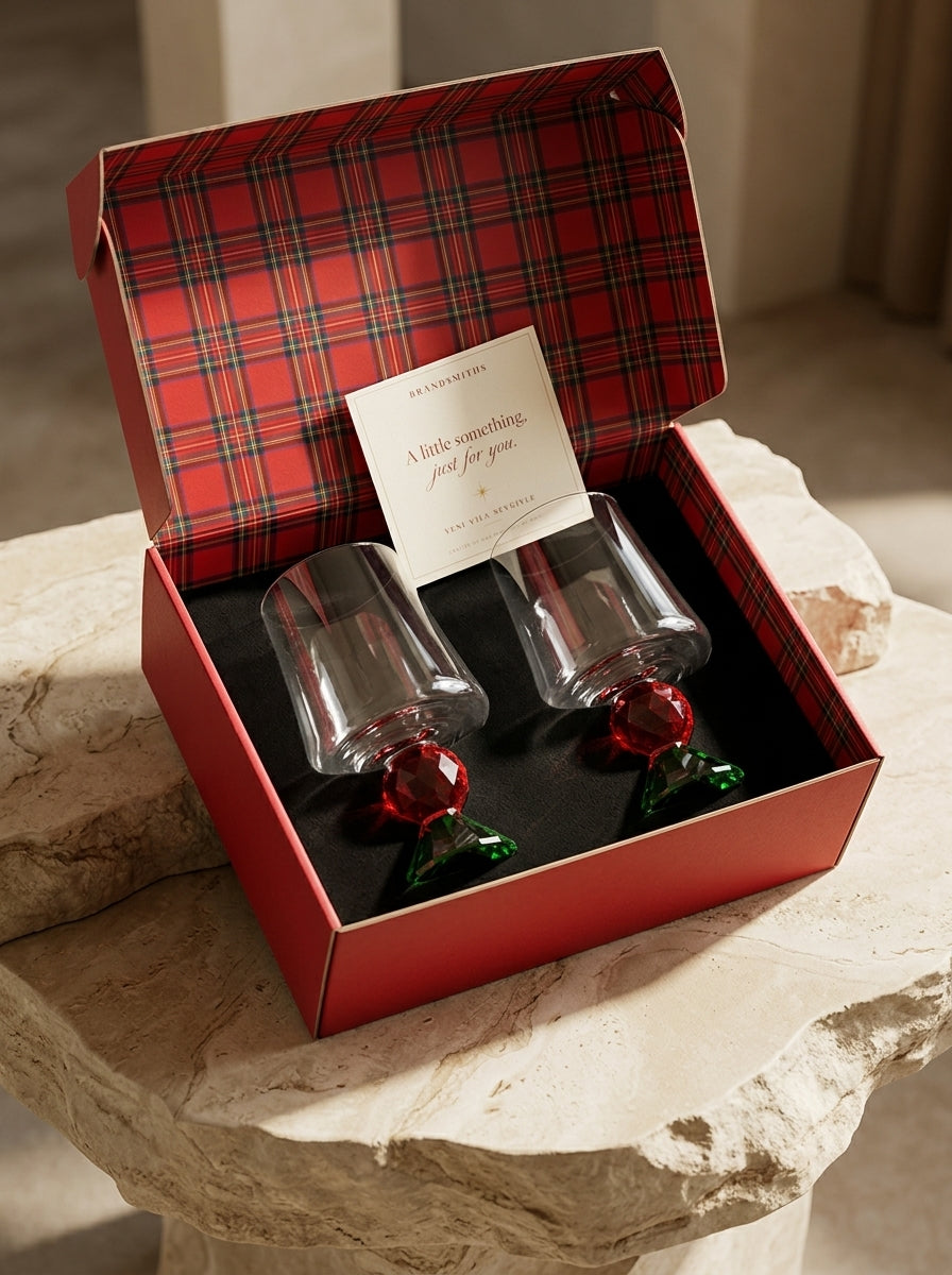 Christmas Classics – Ruby Emerald Lumi İkili Kristal Bardak Seti
