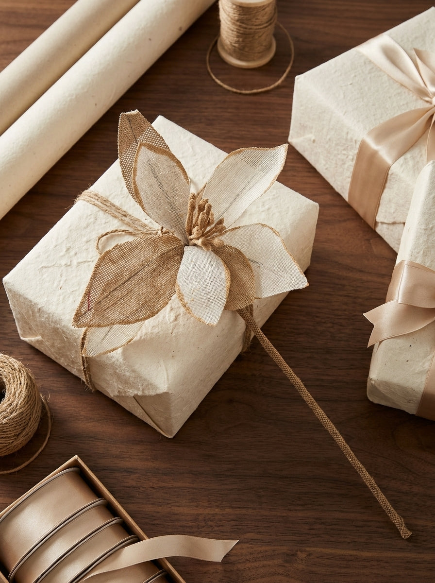 Natural Christmas Krem &amp; Gold Dekoratif Yılbaşı Çiçeği