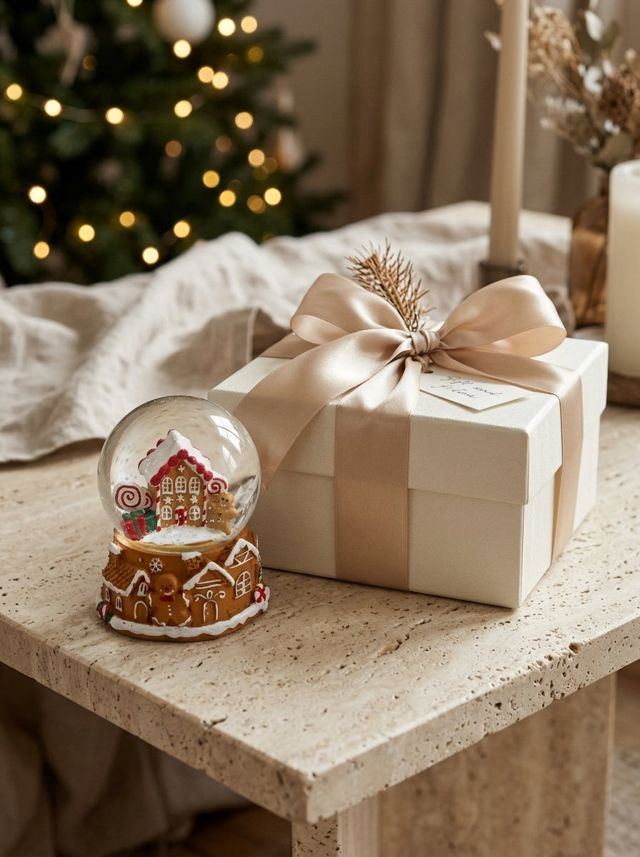 Gingerbread Ev Figürlü Yılbaşı Kar Küresi