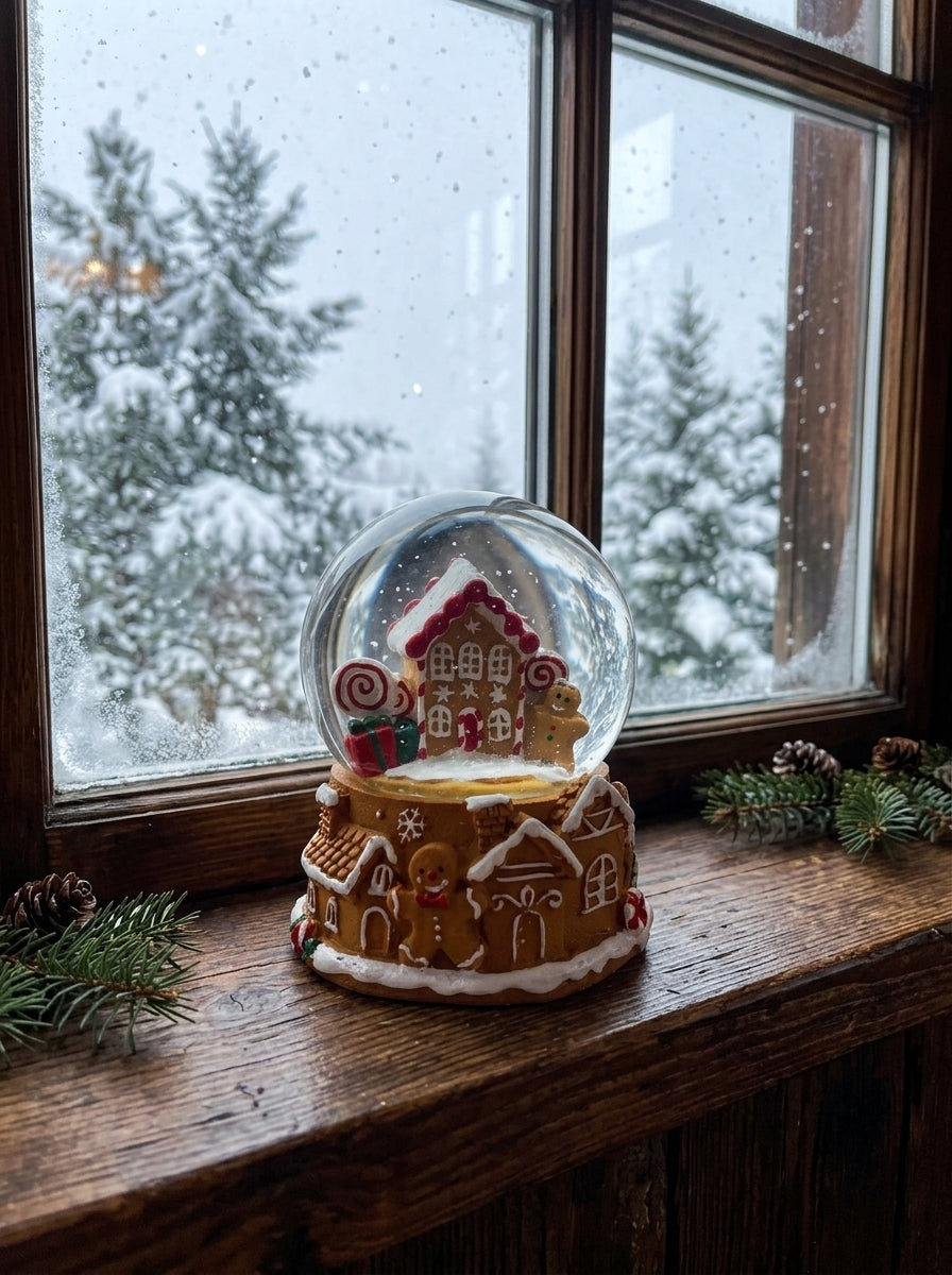 Gingerbread Ev Figürlü Yılbaşı Kar Küresi