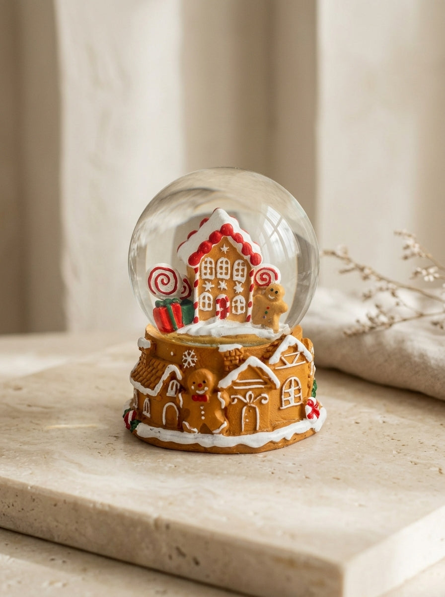 Gingerbread Ev Figürlü Yılbaşı Kar Küresi