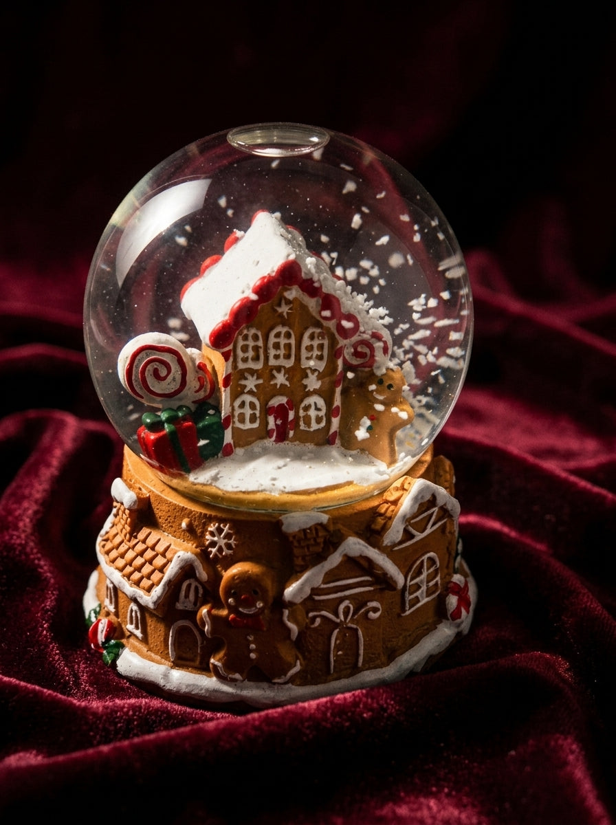 Gingerbread Ev Figürlü Yılbaşı Kar Küresi