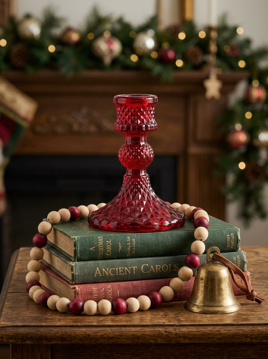 Ruby Glow Kırmızı Cam Yılbaşı Mumluğu