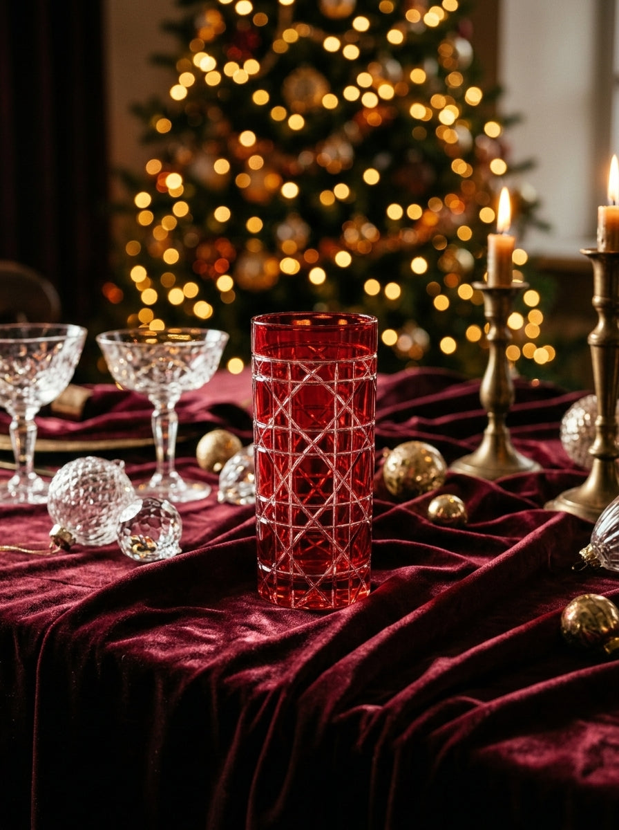 Vetro Christmas Ruby Uzun Su Bardağı
