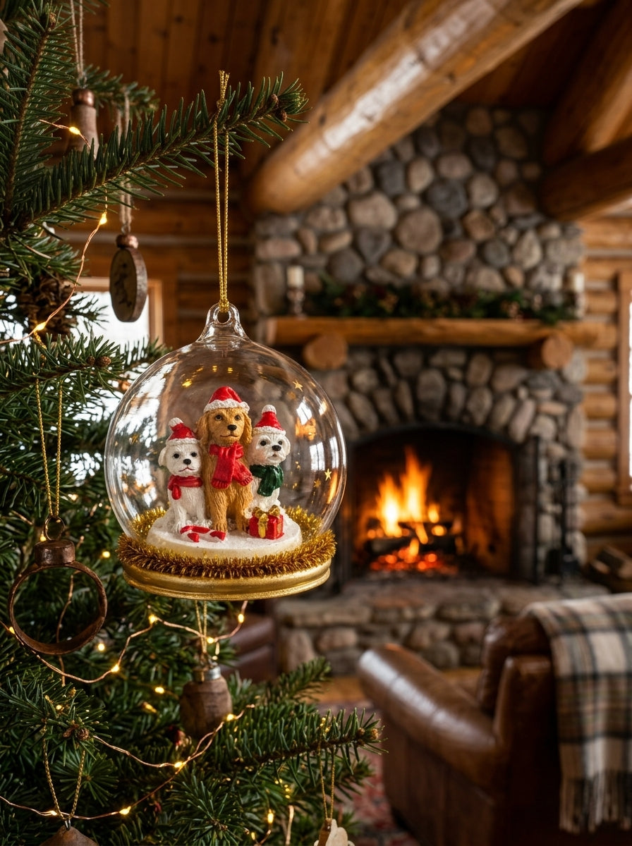Christmas Pups Cam Kubbe Yılbaşı Ağacı Süsü