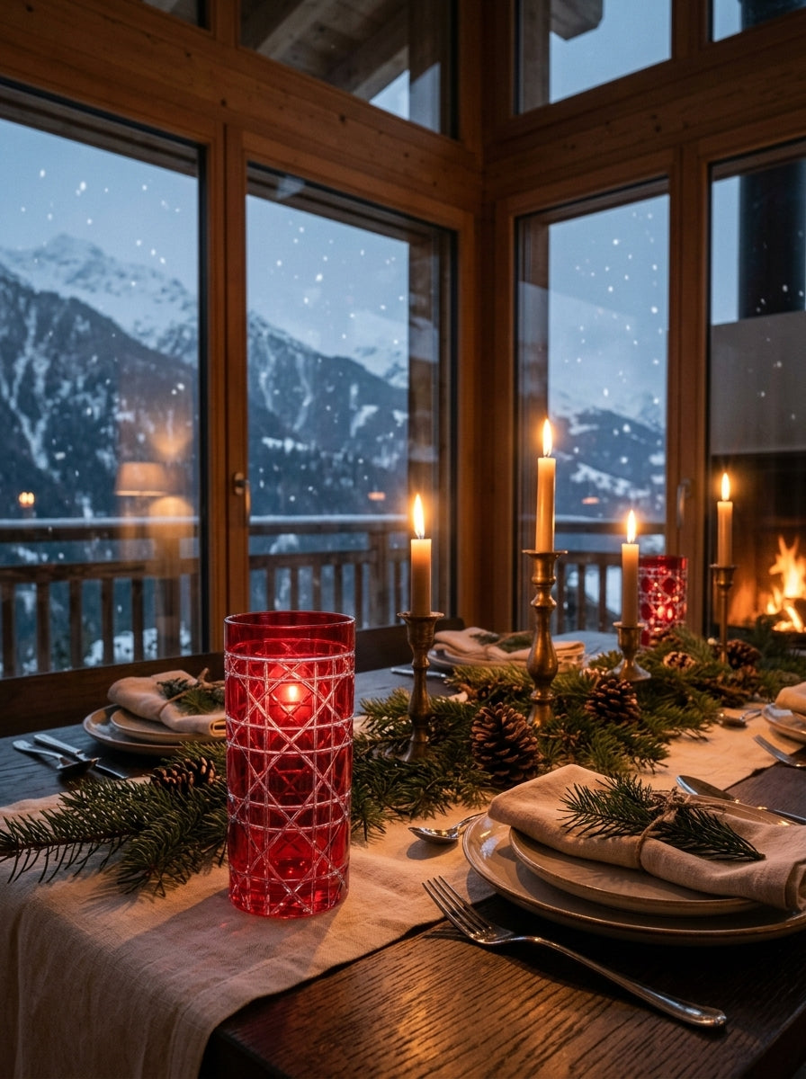 Vetro Christmas Ruby Uzun Su Bardağı