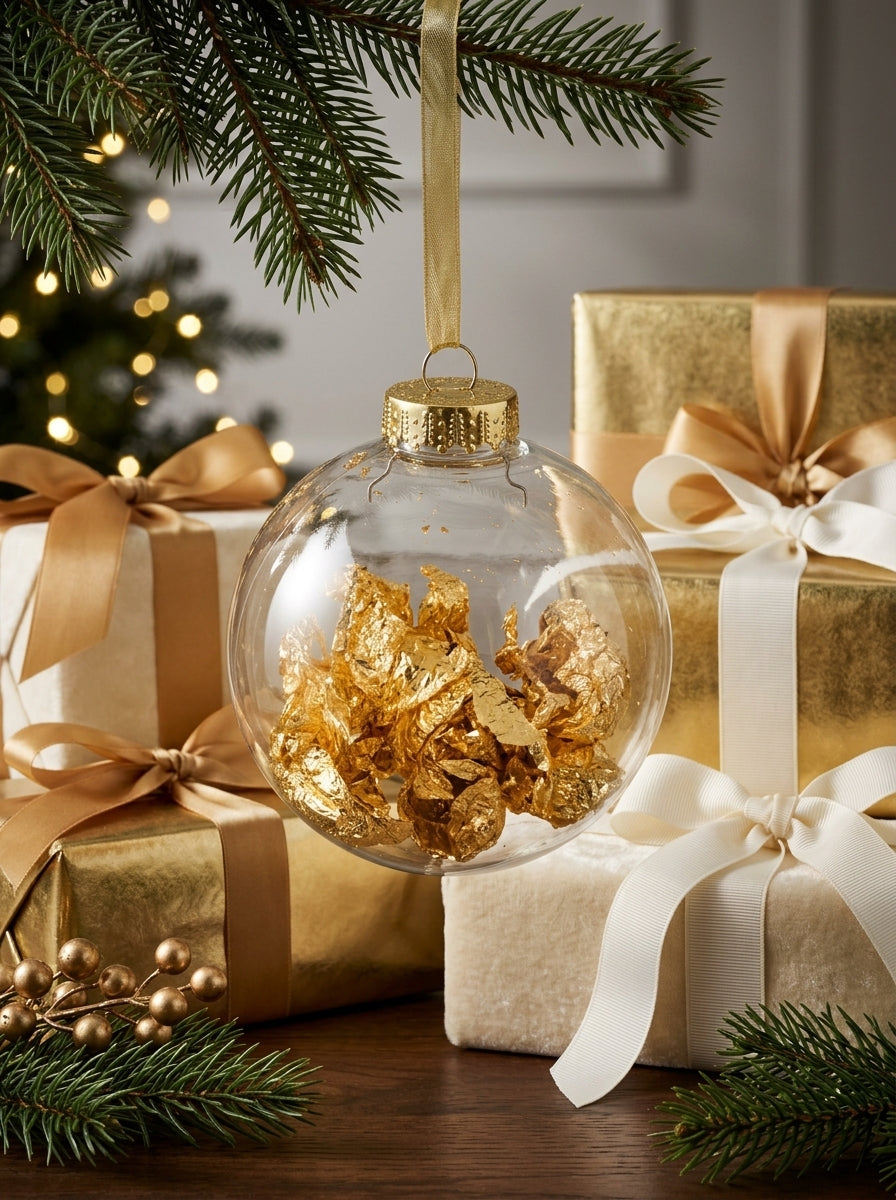 Şeffaf Gold Foil Yılbaşı Ağaç Süsü