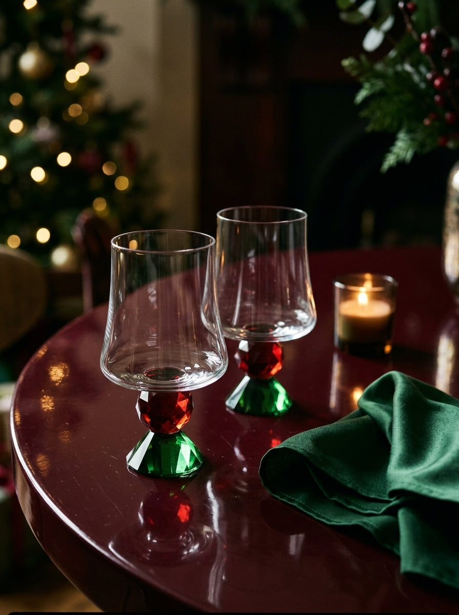 Christmas Classics – Ruby Emerald Lumi İkili Kristal Bardak Seti