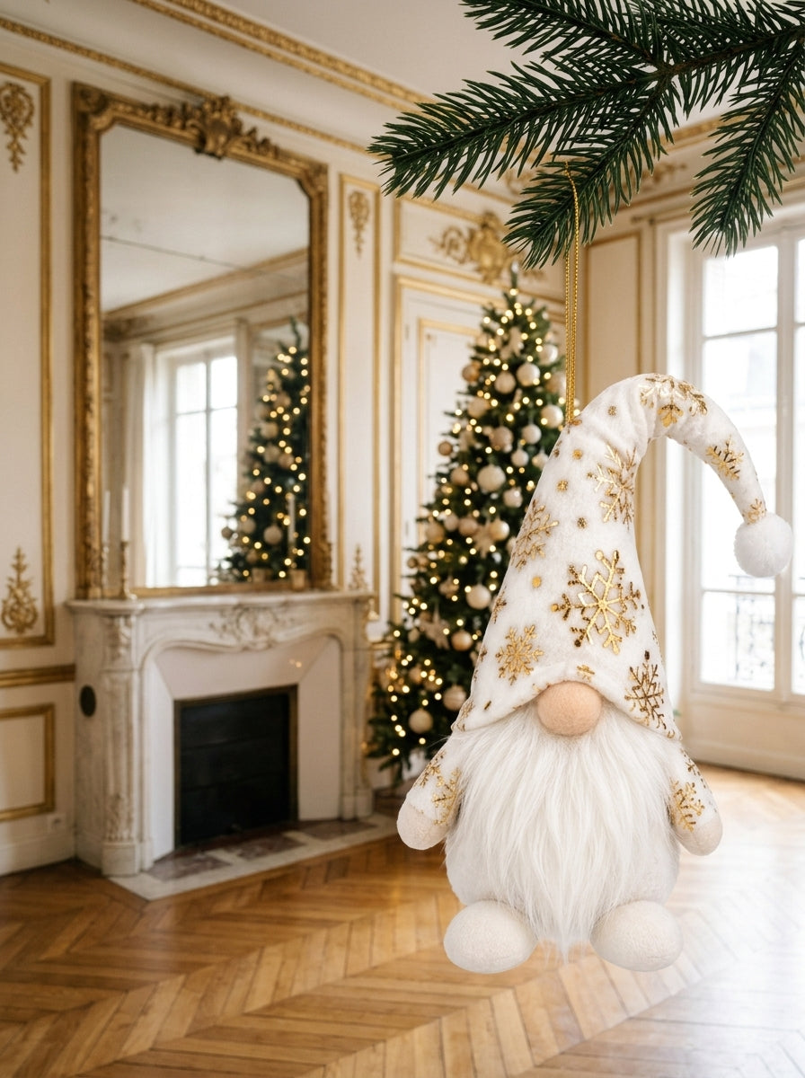 Golden Snow Christmas Gnome Yılbaşı Ağaç Süsü