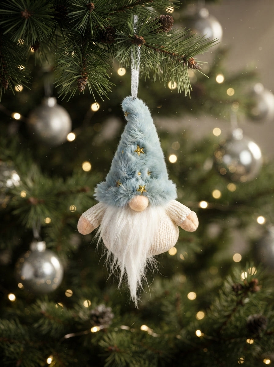 Ice Blue Star Christmas Gnome Peluş Yılbaşı Ağaç Süsü