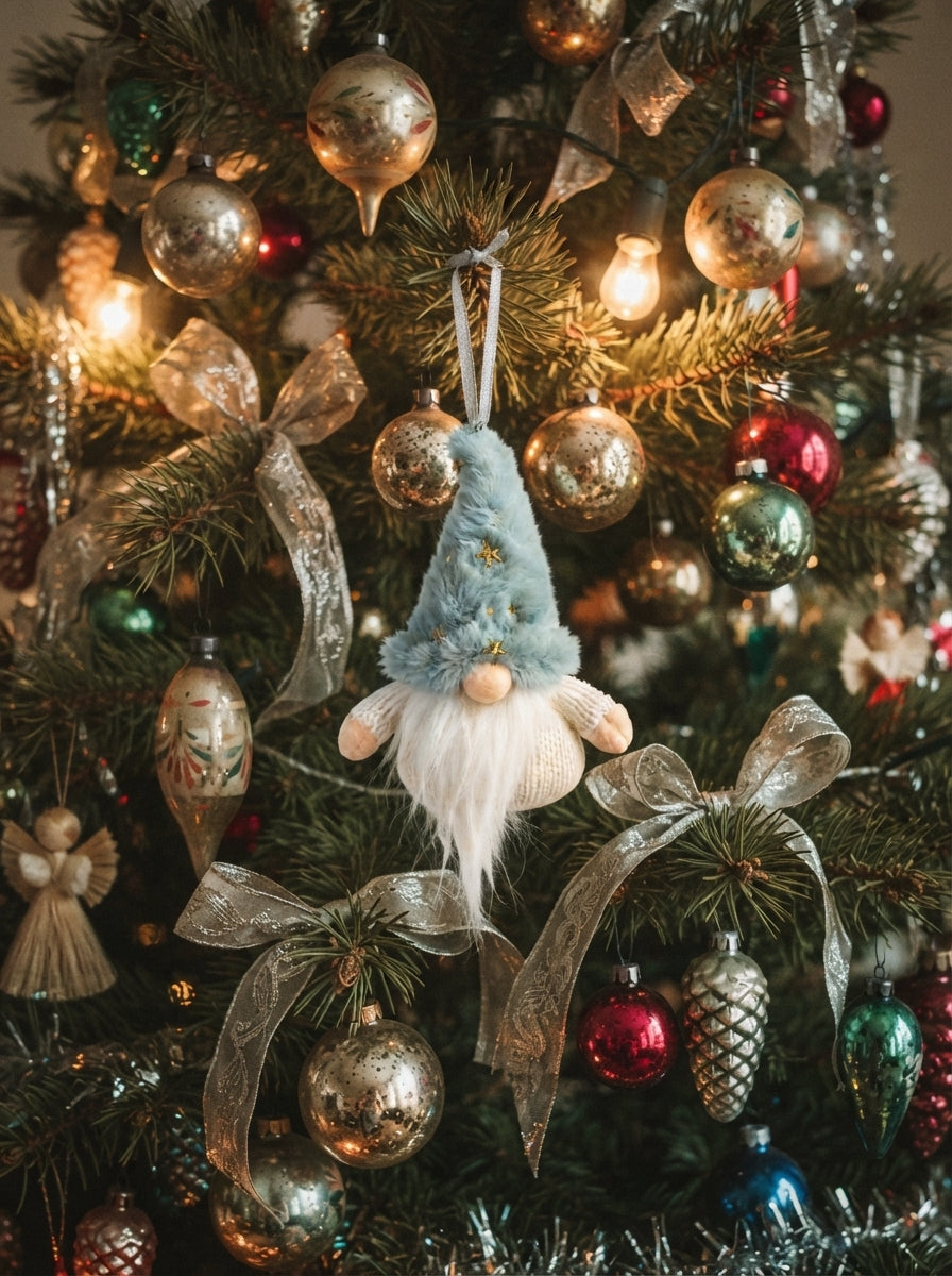 Ice Blue Star Christmas Gnome Peluş Yılbaşı Ağaç Süsü