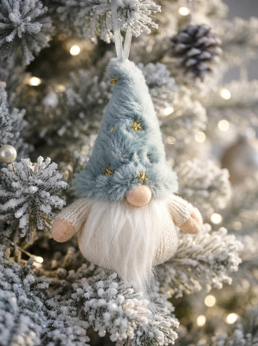 Ice Blue Star Christmas Gnome Peluş Yılbaşı Ağaç Süsü