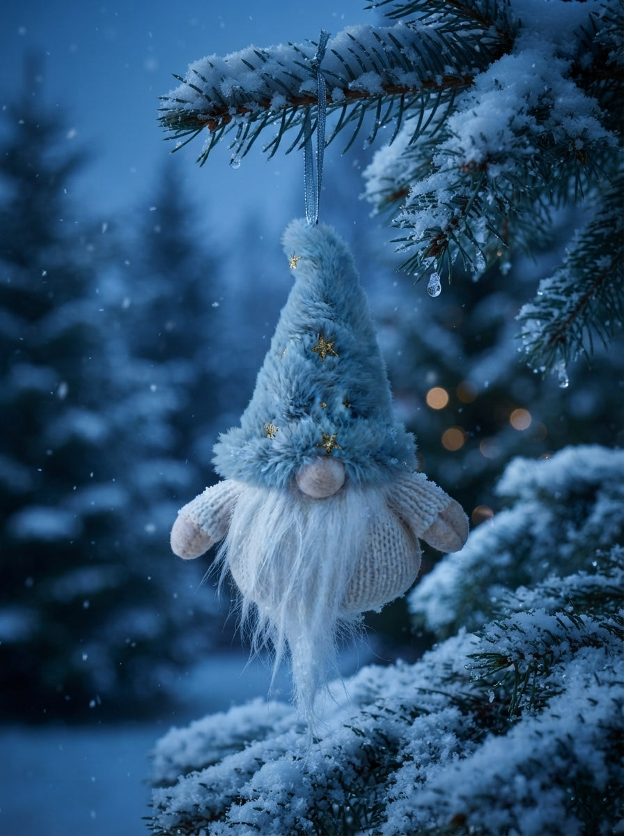 Ice Blue Star Christmas Gnome Peluş Yılbaşı Ağaç Süsü