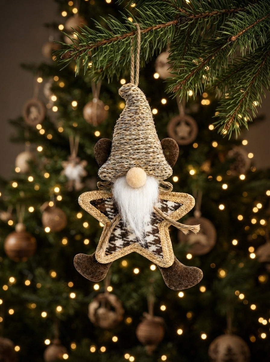 Golden Star Christmas Gnome Peluş Yılbaşı Ağaç Süsü