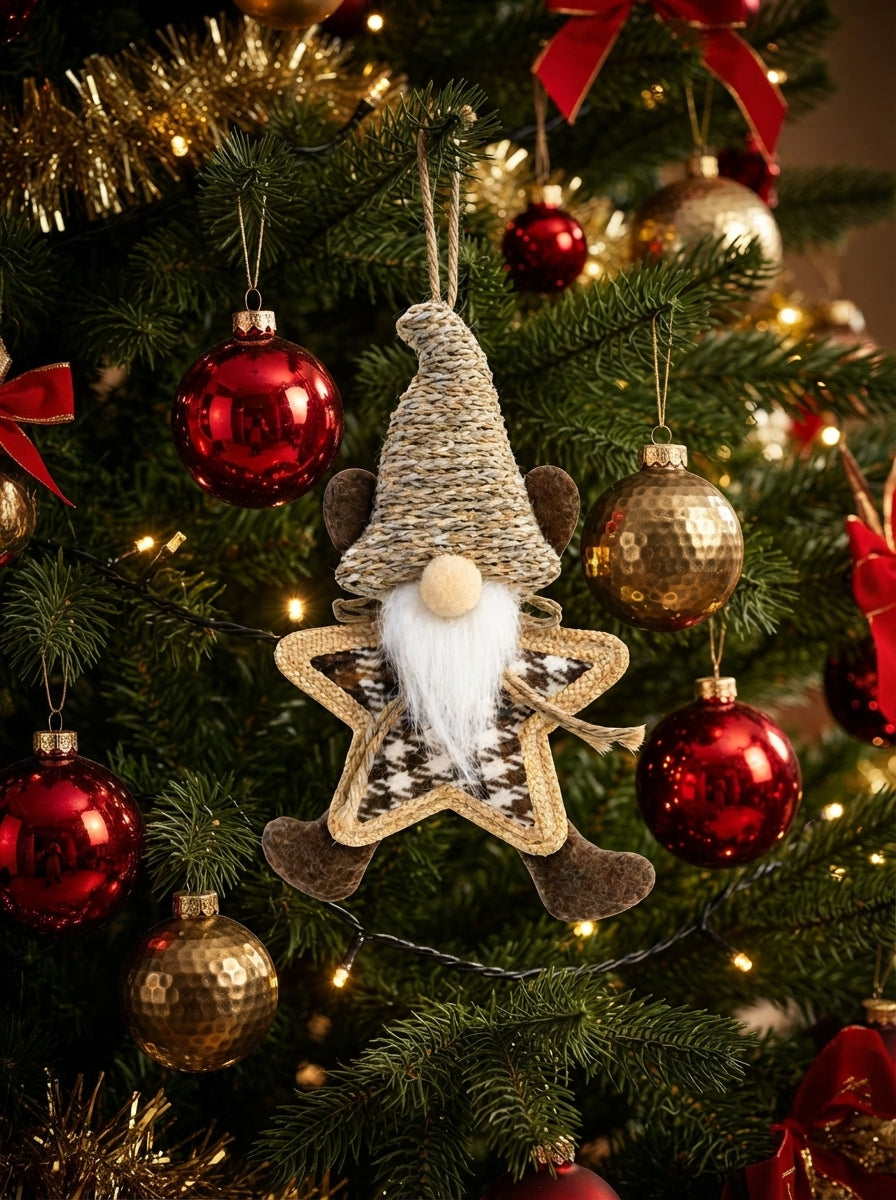 Golden Star Christmas Gnome Peluş Yılbaşı Ağaç Süsü