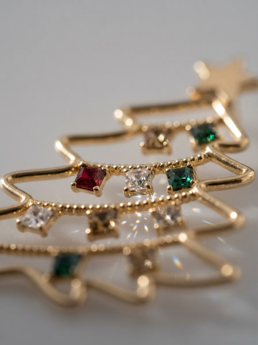 Christmas Jewel Tree Gold Küpe