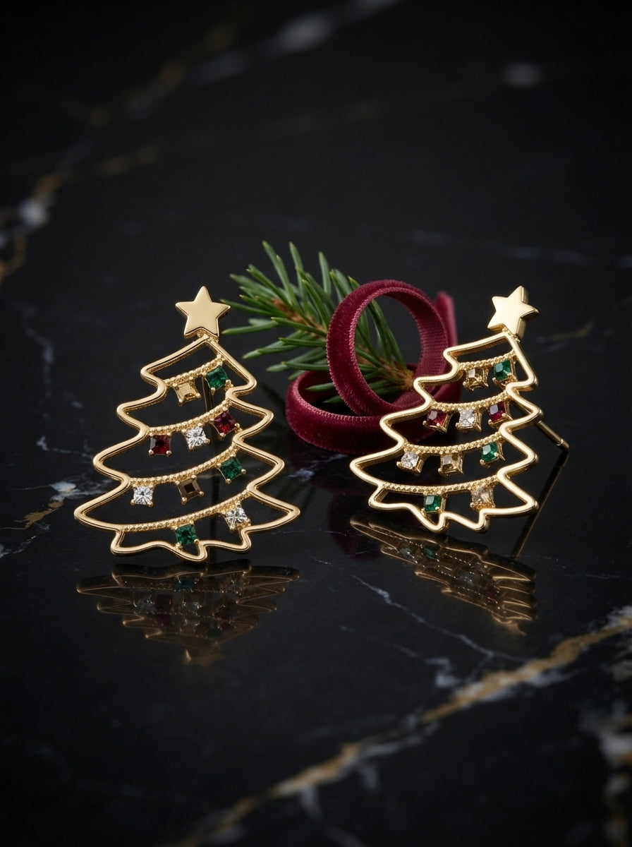 Christmas Jewel Tree Gold Küpe