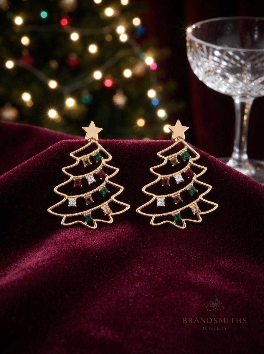 Christmas Jewel Tree Gold Küpe