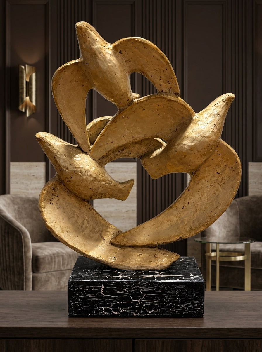 Golden Harmony – Üç Kuşlu Dekoratif Obje