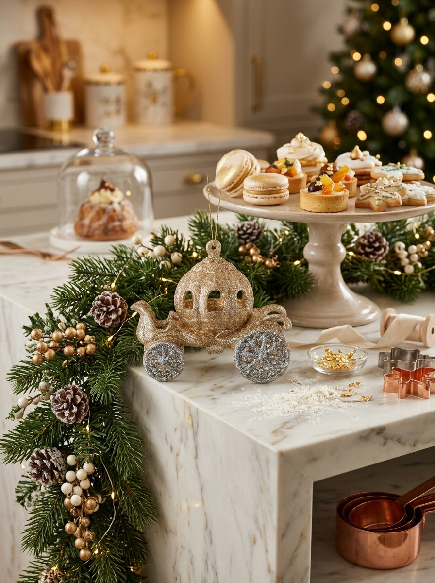 Champagne Glitter Masal Arabası Yılbaşı Süsü