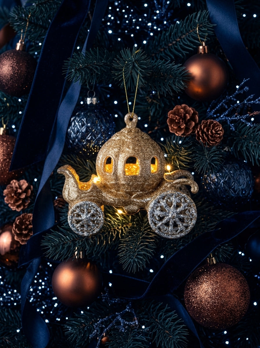 Champagne Glitter Masal Arabası Yılbaşı Süsü