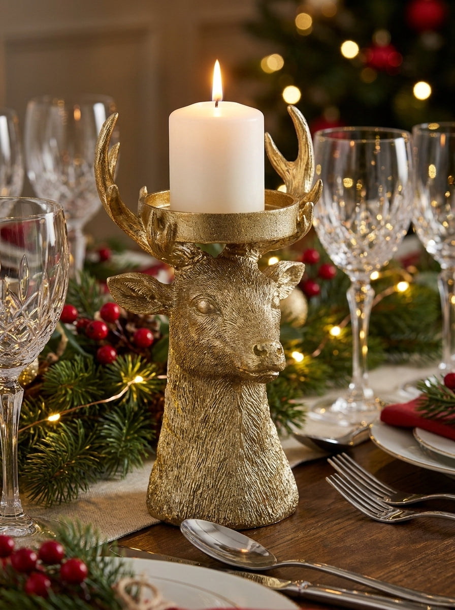 Golden Reindeer Yılbaşı Mumluğu