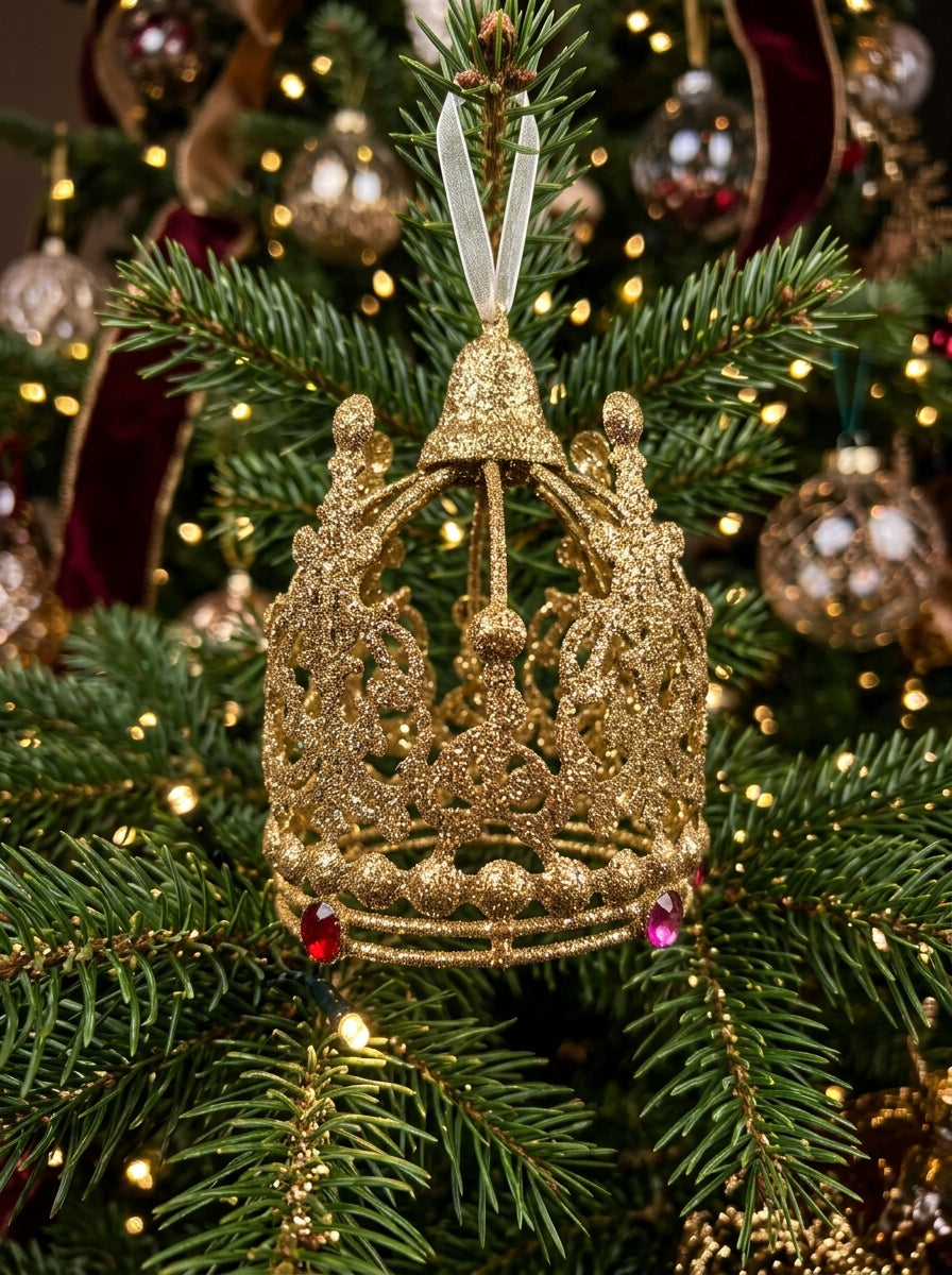 Golden Crown Işıltılı Taç Yılbaşı Ağacı Süsü
