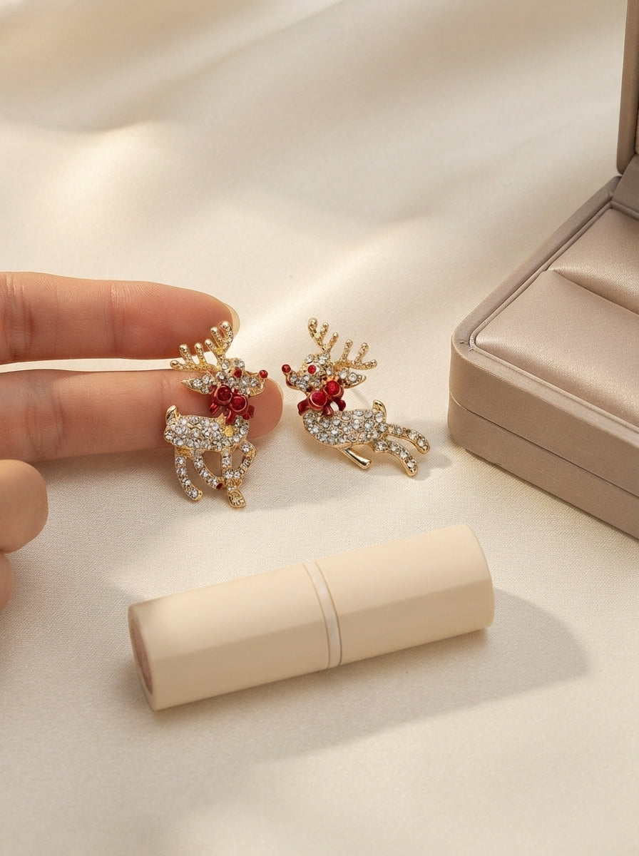 Rudolph Crystal Gold Ren Geyiği Küpe