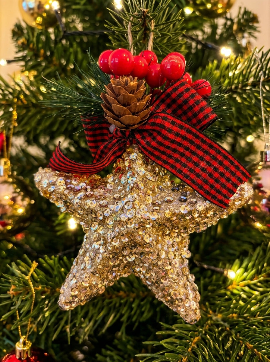 Golden Sparkle Yıldız Yılbaşı Ağacı Süsü